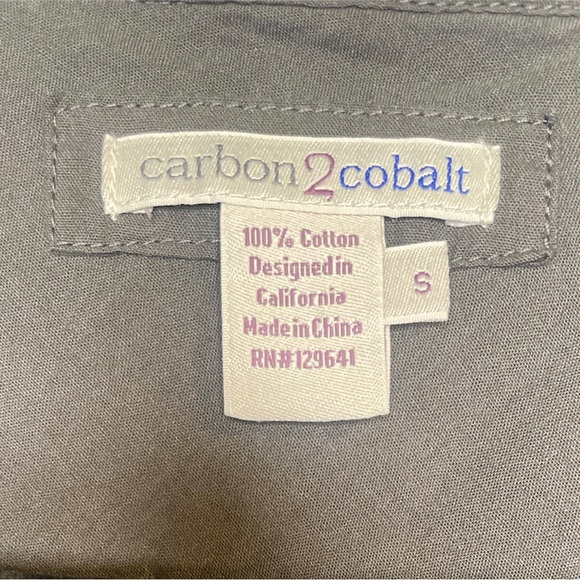 Carbon 2 Cobalt | Men’s Gray Cotton Long Sleeve Button Down Shirt - Size Large - Picture 3 of 6